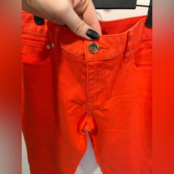 ⭐️ NWT- TORY BURCH ALEXA CROPPED SKINNY JEAN IN POPPY RED- size 30 - Picture 10 of 15